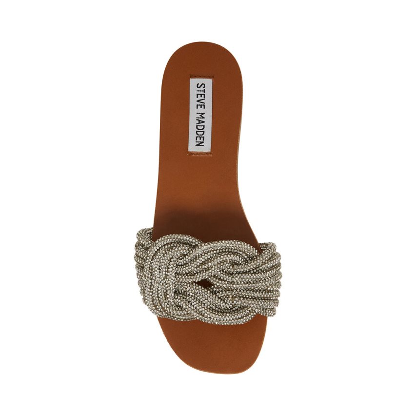 Sandalias Planas Steve Madden Adore Mujer Plateadas | ES VZ2S4E